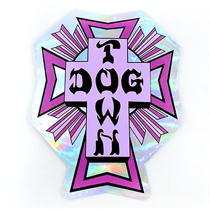 Dogtown Skateboards 4" Tall Purple Cross Logo Hologaphic Sticker-5150 Skate Shop