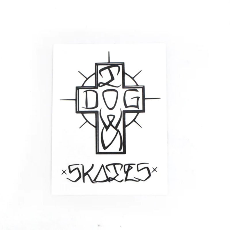 Dogtown Skateboards 4" Tall White/Black Ese Cross Sticker - 5150 Skate Shop