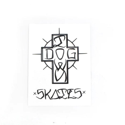 Dogtown Skateboards 4" Tall White/Black Ese Cross Sticker-5150 Skate Shop