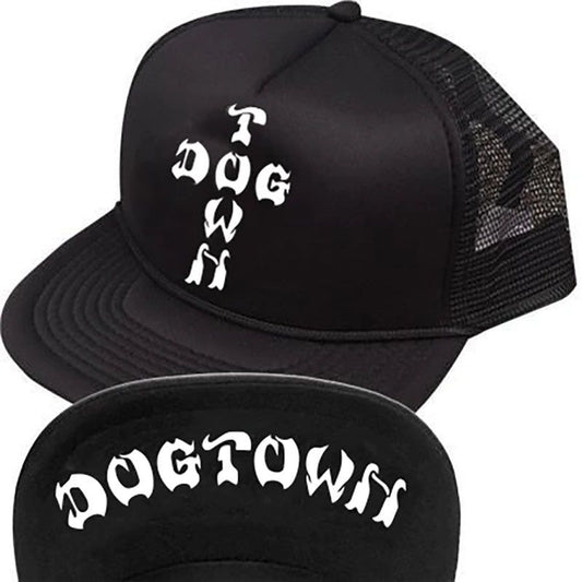 Dogtown Skateboards Cross Letters Flip Mesh Black Hat 5150 Skate Shop