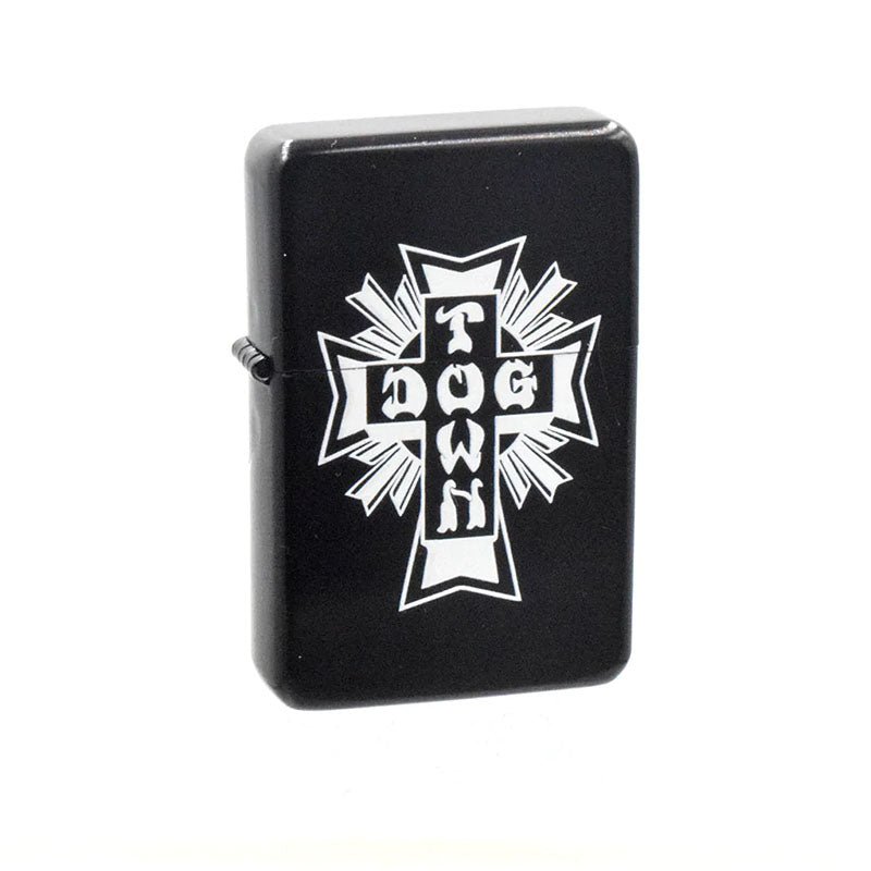 Dogtown Skateboards Cross Logo Flip Top Metal Black/White Lighter-5150 Skate Shop