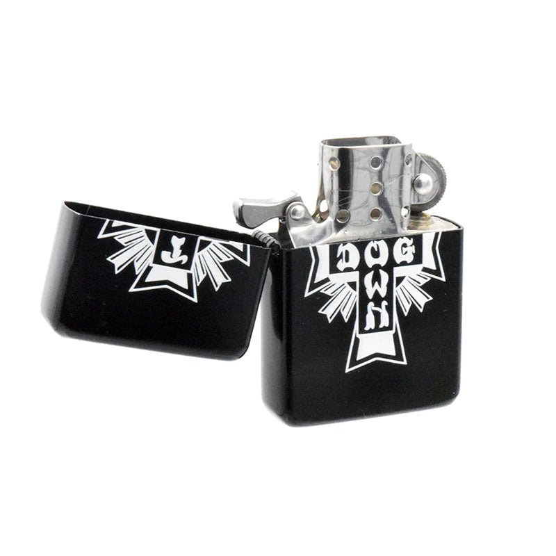 Dogtown Skateboards Cross Logo Flip Top Metal Black/White Lighter-5150 Skate Shop