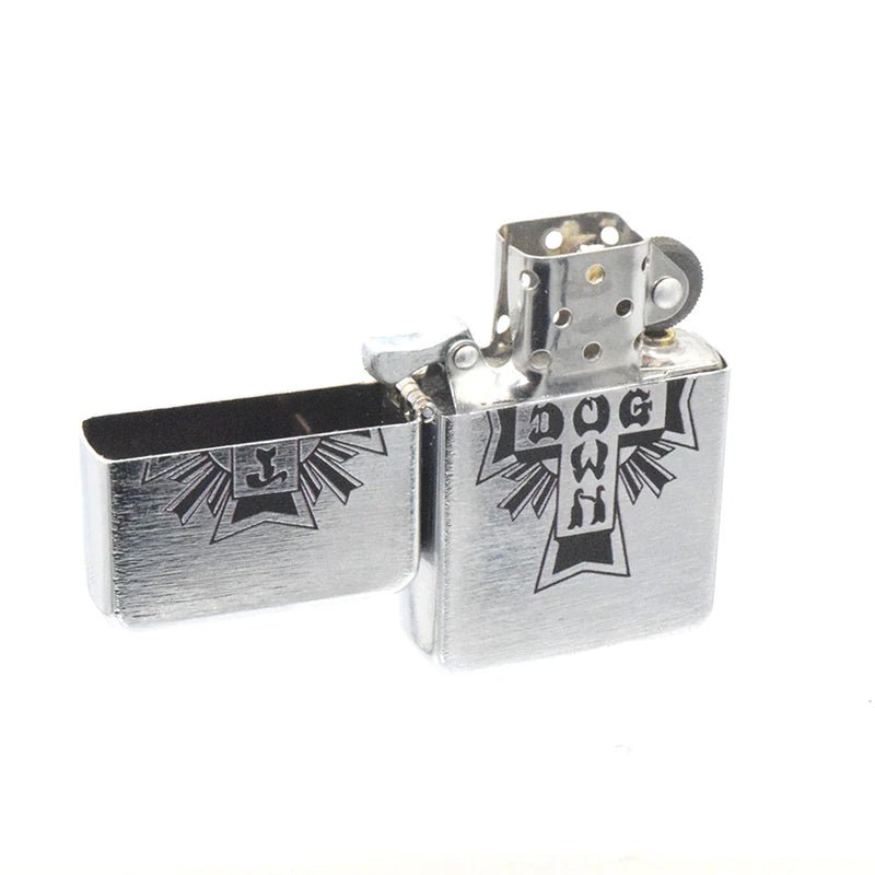 Dogtown Skateboards Cross Logo Flip Top Metal Silver/Black Lighter-5150 Skate Shop