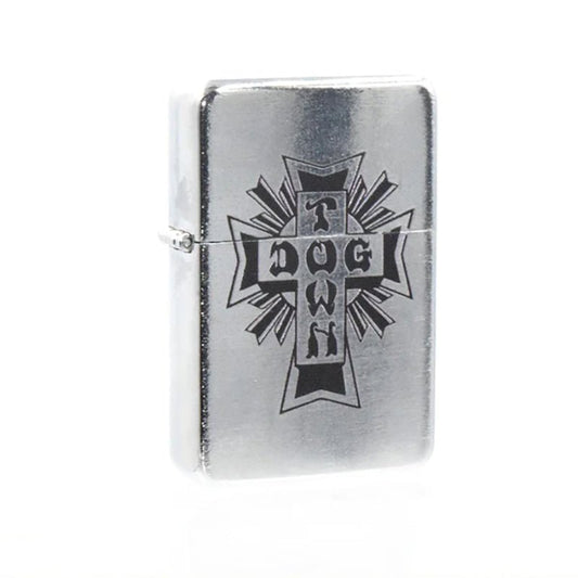 Dogtown Skateboards Cross Logo Flip Top Metal Silver/Black Lighter - 5150 Skate Shop