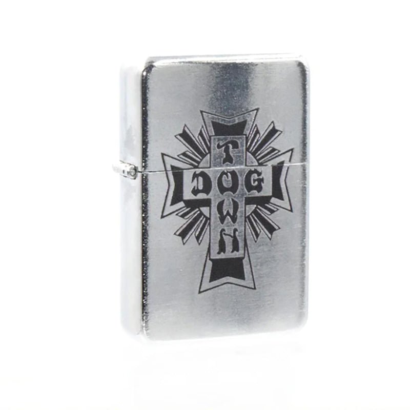 Dogtown Skateboards Cross Logo Flip Top Metal Silver/Black Lighter-5150 Skate Shop