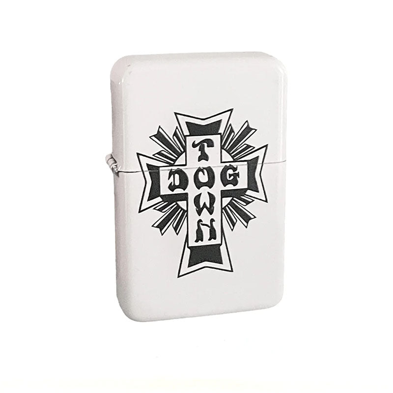 Dogtown Skateboards Cross Logo Flip Top Metal White/Black Lighter-5150 Skate Shop