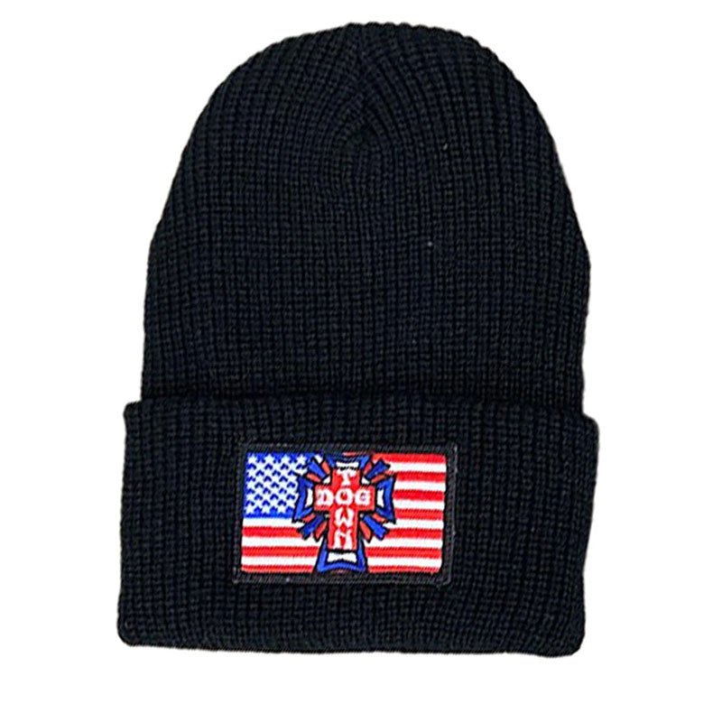 Dogtown Skateboards Flag Patch Black Beanie-5150 Skate Shop