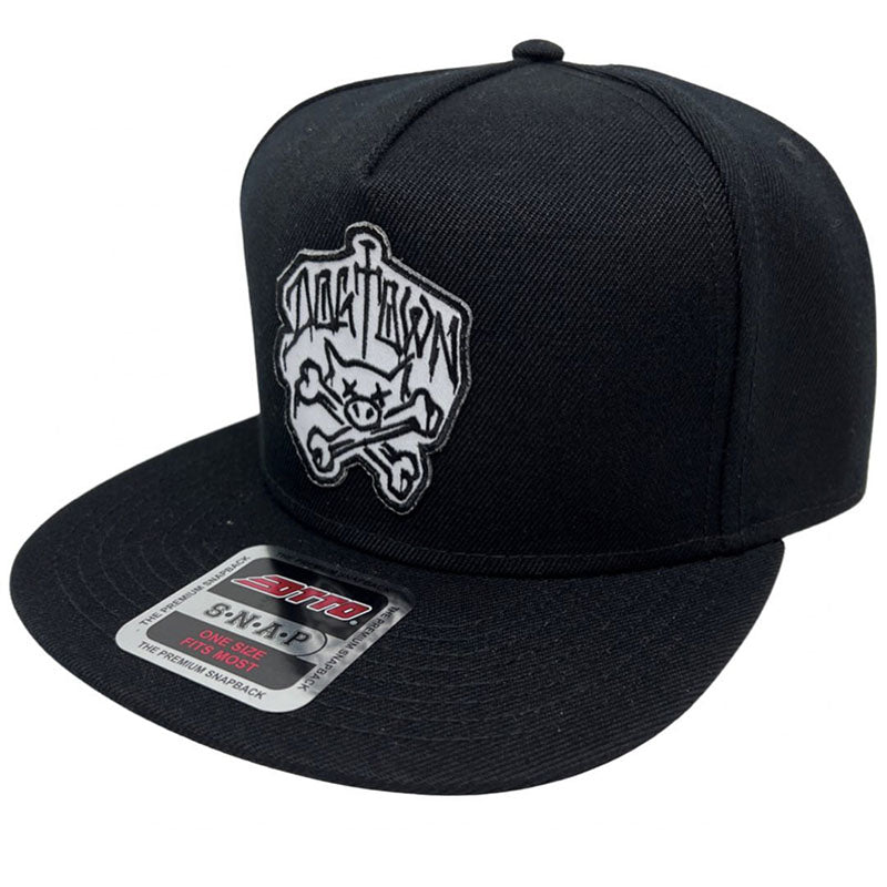 Dogtown Skateboards Pig & Bones Patch Snapback Black Hat - 5150 Skate Shop
