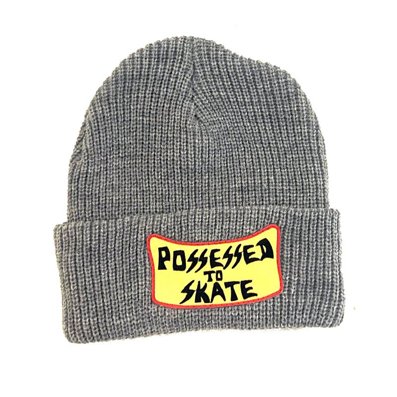 Dogtown Skateboards Suicidal Skates Possessed to Skate Patch Heather Grey Beanie-5150 Skate Shop