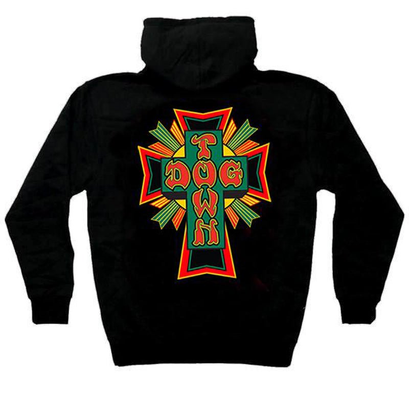 Dogtown Zip Up Sweatshirt Cross Logo Rasta Hoodies-5150 Skate Shop