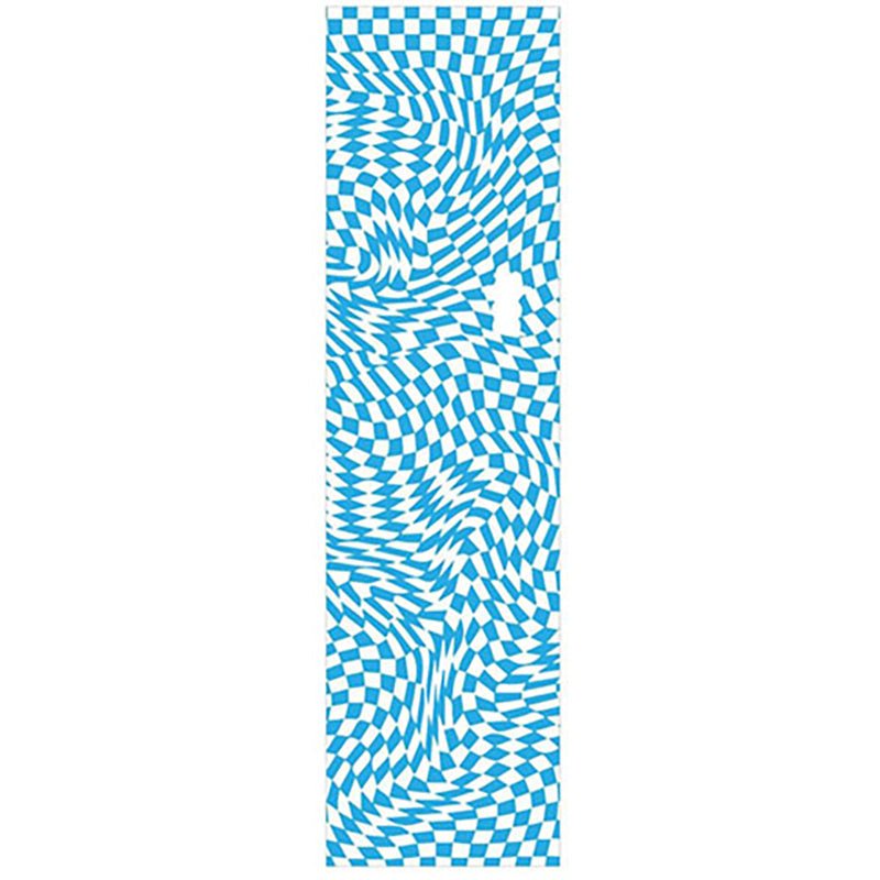 Grizzly 9" x 33" Trippy Checkerboard Blue Perforated Skateboard Grip Tape - 5150 Skate Shop