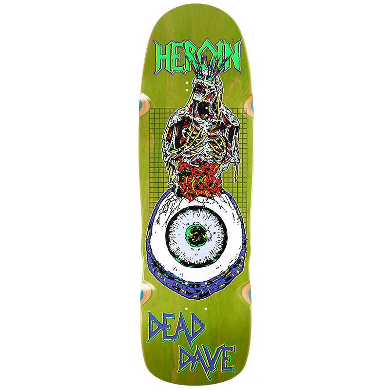 Heroin 10.10" Dead Dave Die Tonight Shaped Green Stain Skateboard Deck - 5150 Skate Shop