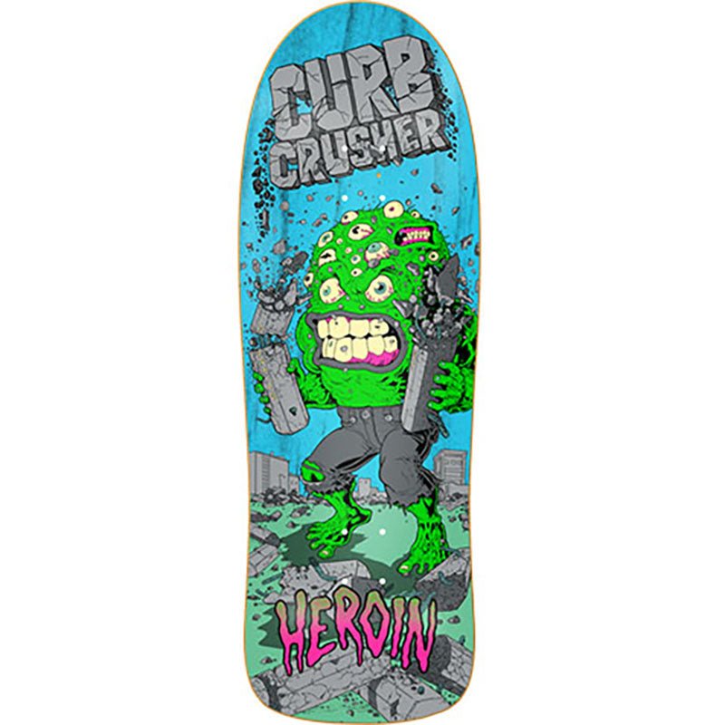 Heroin 10.25" Curb Crusher XL Barf Shaped Blue Stain Skateboard Deck-5150 Skate Shop