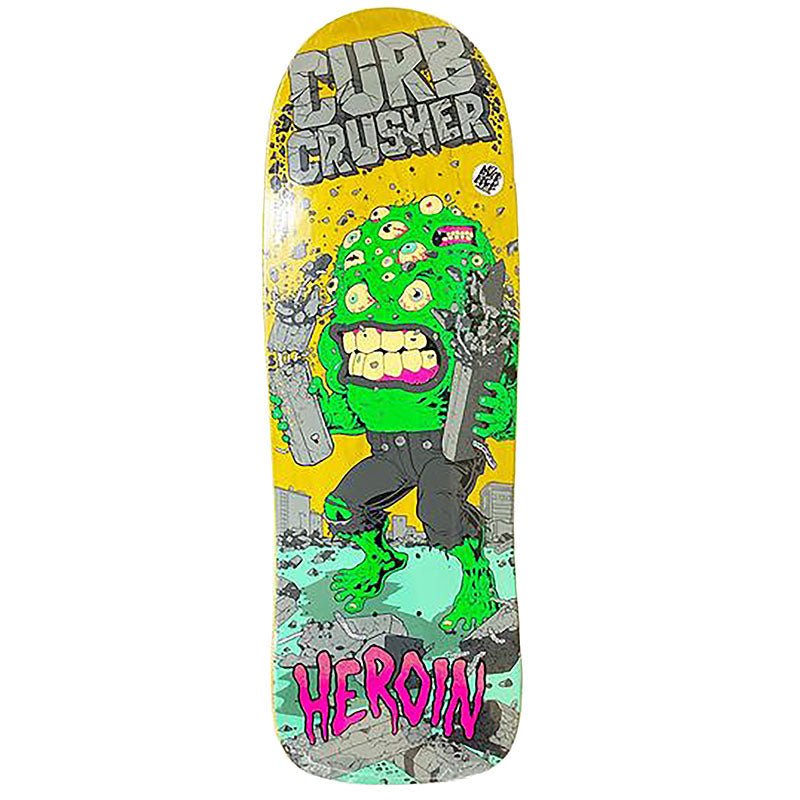 Heroin 10.25" CURB CRUSHER XL BARF Shaped Yellow Stain Skateboard Deck-5150 Skate Shop