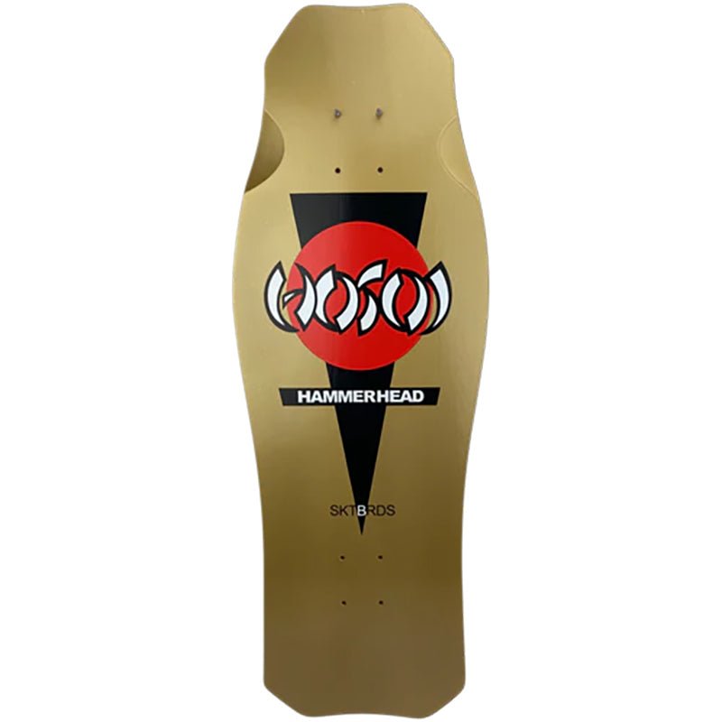Hosoi 10.5" x 31" OG Hammerhead Double Take Gold/Silver Dip Krystal Clear Grip Applied Skateboard Deck - 5150 Skate Shop