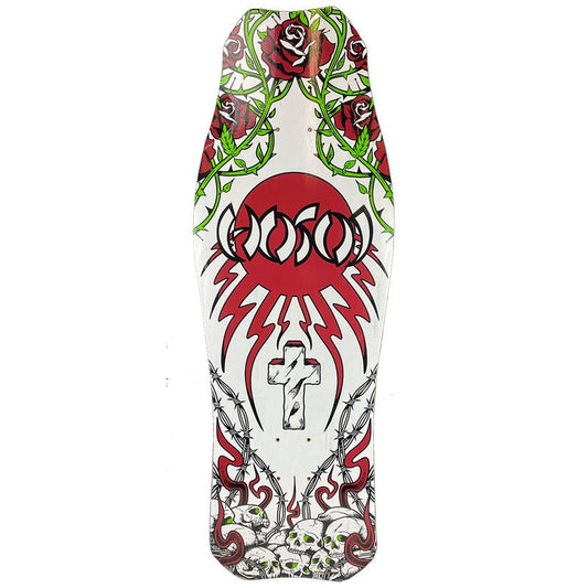 Hosoi 10.5" x 31" Skulls & Roses OG Hammerhead White Skateboard Deck-5150 Skate Shop