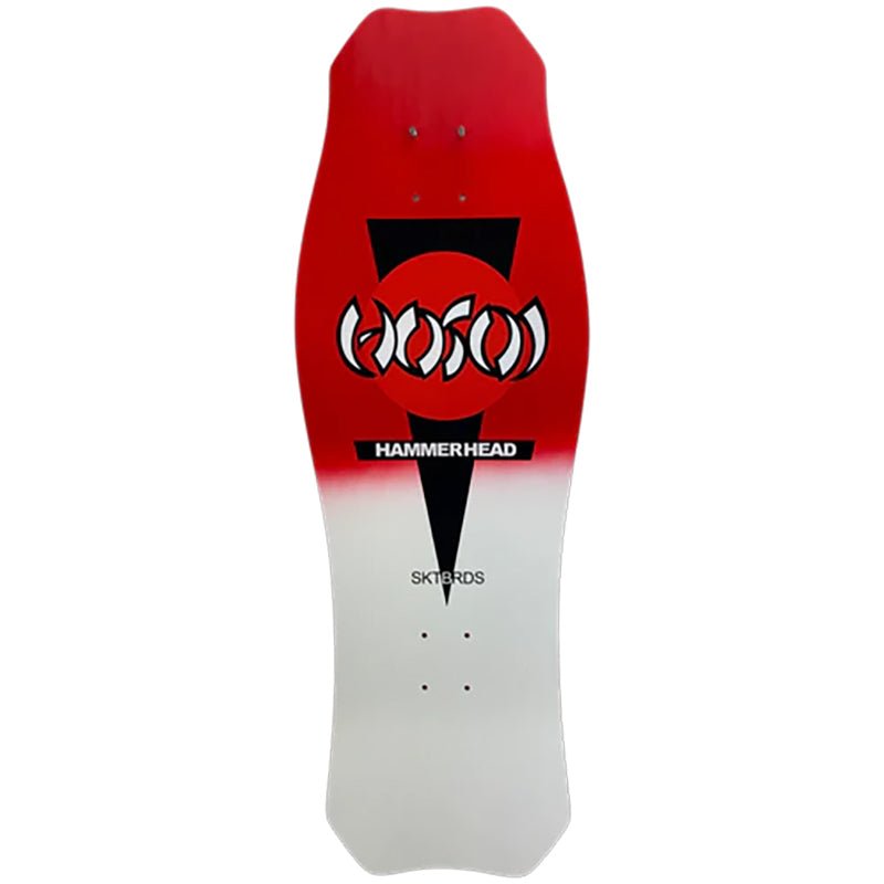 Hosoi 10.5"x31" OG Hammerhead Double Take Red/White Dip Krystal Clear Grip Applied Skateboard Deck-5150 Skate Shop