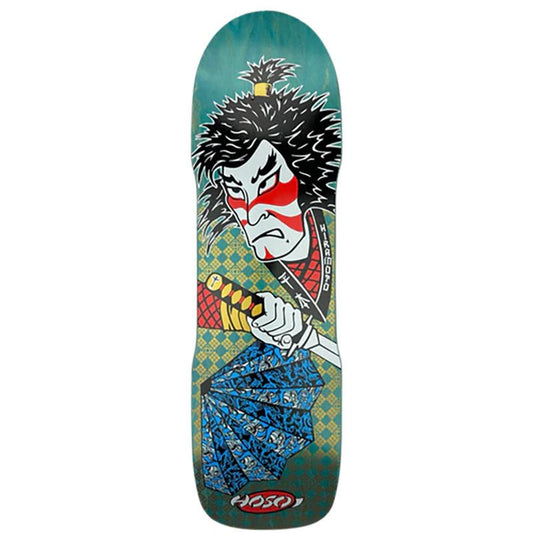 Hosoi 9" x 32.5" Lonny Hiramoto Samurai Turquoise Stain Skateboard Deck - 5150 Skate Shop