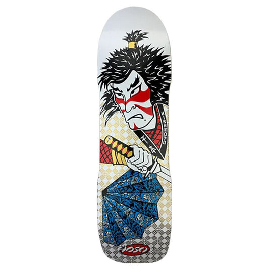 Hosoi 9" x 32.5" Lonny Hiramoto Samurai White Skateboard Deck - 5150 Skate Shop
