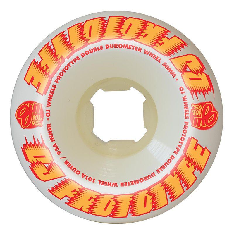 OJ 58mm 101a/95a Prototypes Double Duro White Mini Combo Skateboard Wheels 4pk 5150 Skate Shop