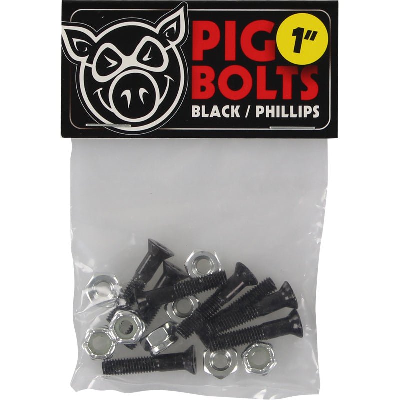 Pig 1" Phillips Bolts Black/Silver Set Hardware - 5150 Skate Shop