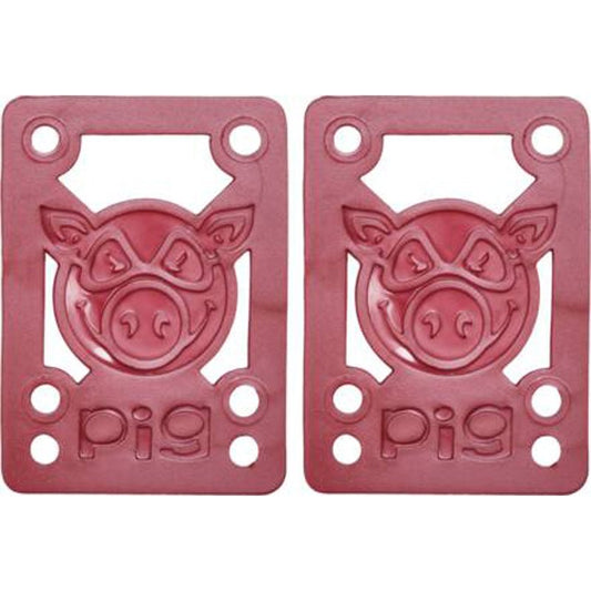 Pig Wheels Piles 1/8" Soft Shock Pad Red Skateboard Risers 2pk - 5150 Skate Shop