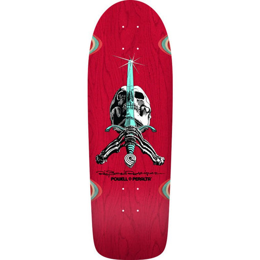 Powell Peralta 10" x 30" OG Ray Rodriguez Skull & Sword Reissue Red Stain Skateboard Deck - 5150 Skate Shop