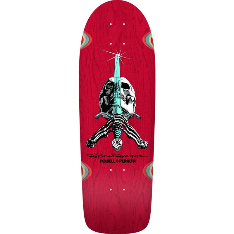 Powell Peralta 10" x 30" OG Ray Rodriguez Skull & Sword Reissue Red Stain Skateboard Deck-5150 Skate Shop