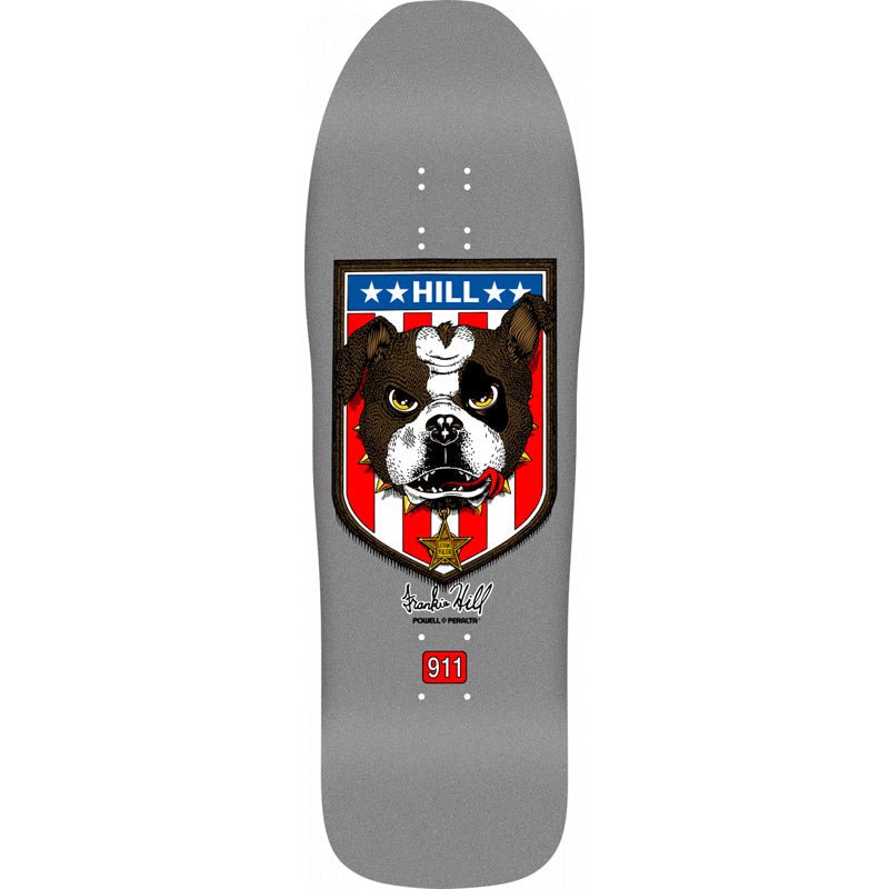 Powell Peralta 10" x 31.5" Frankie Hill Bull Dog Silver Reissue Skateboard Deck - 5150 Skate Shop