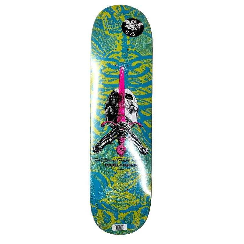 Powell Peralta 8.25” Skull & Sword Blue/Green Skateboard Deck-5150 Skate Shop