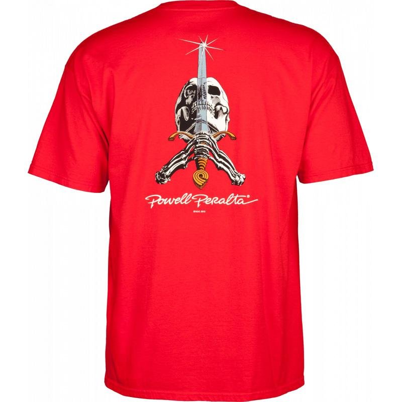 Powell Peralta Skateboards Skull & Sword Red T-Shirts - 5150 Skate Shop