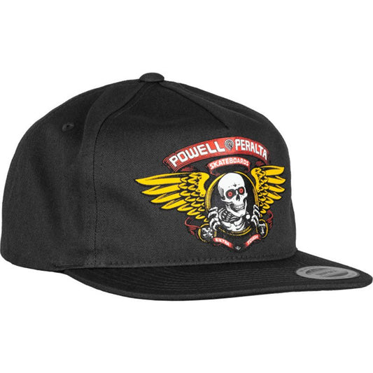 Powell Peralta Winged Ripper Snap Back Cap Black Hat-5150 Skate Shop