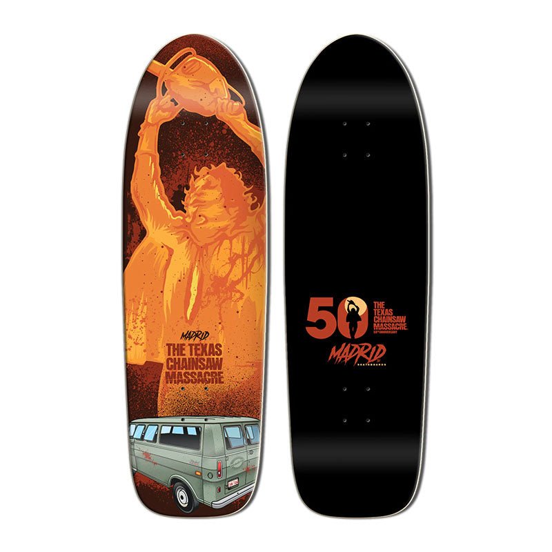 PRE-ORDER Madrid x Texas Chainsaw Massacre 9.8" x 33" SUNBURN Shaped Skateboard Deck-5150 Skate Shop