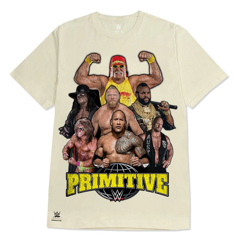 Primitive x WWE MANIA TEE Camisetas color crema