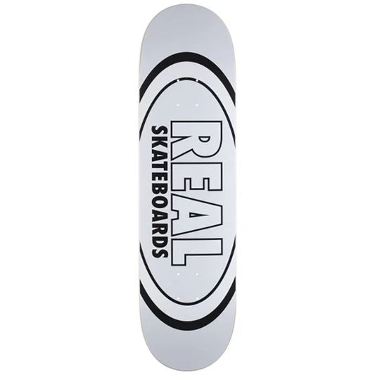 Real 8.38" x 32.25" Classic Oval WHITE Skateboard Deck - 5150 Skate Shop