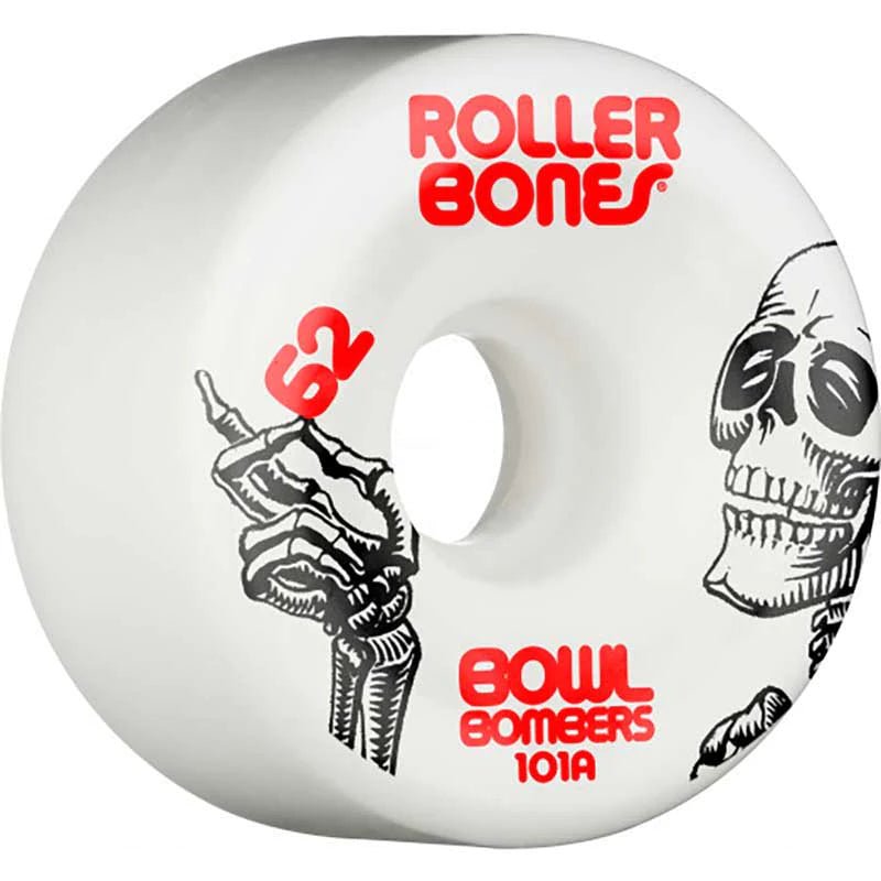 RollerBones 62mm 101A Bowl Bombers White Roller Skate Wheels 8pk-5150 Skate Shop