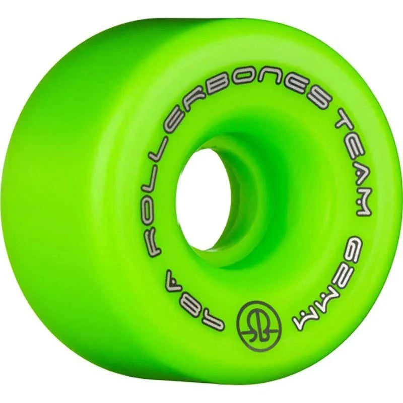 RollerBones 62mm 98A Team Logo Green Roller Skate Wheels 8pk 5150 Skate Shop