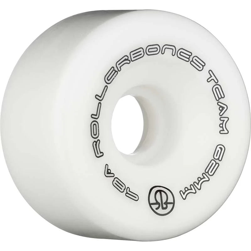 RollerBones 62mm 98A Team Logo White Roller Skate Wheels 8pk-5150 Skate Shop