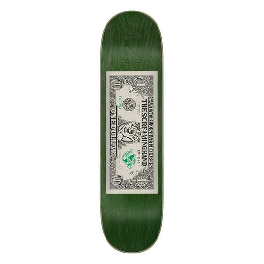 Santa Cruz 8.25" x 31.8" Dollar Hand 7 Ply Birch Skateboard Deck - 5150 Skate Shop