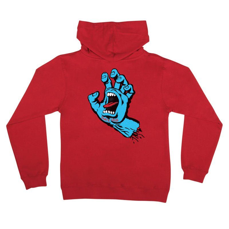 Santa Cruz Screaming Hand P/O Hooded Midweight Sweatshirt Youth Red 5150 Skate Shop