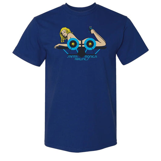 Santa Monica Airlines (SMA) GIRL ON A PLANE Navy Blue T-Shirts - 5150 Skate Shop