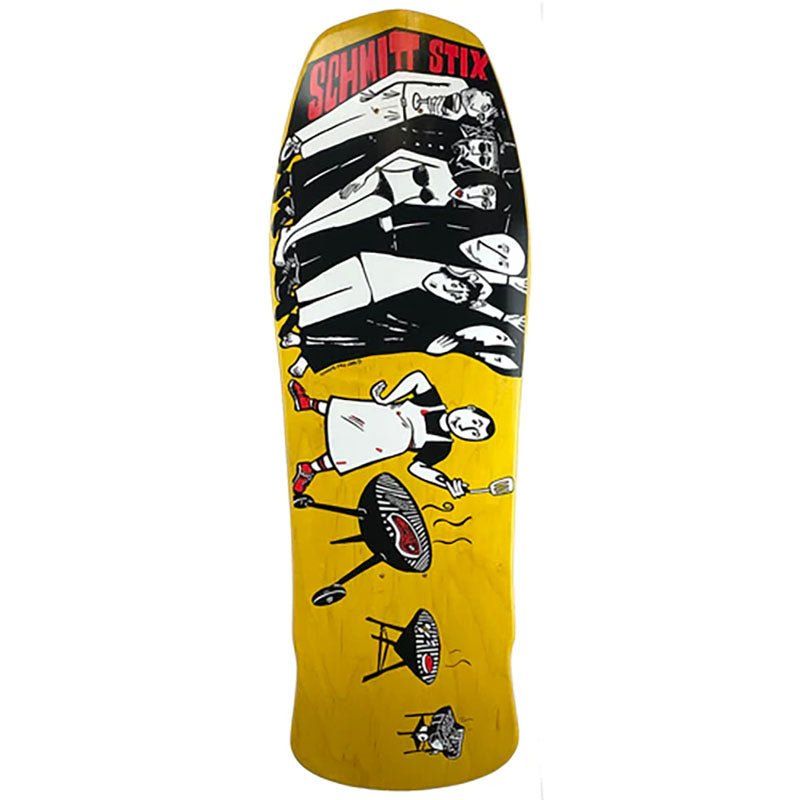 Schmitt Stix 10.125" x 30.625" Joe Lopes BBQ YELLOW STAIN Skateboard Deck 5150 Skate Shop