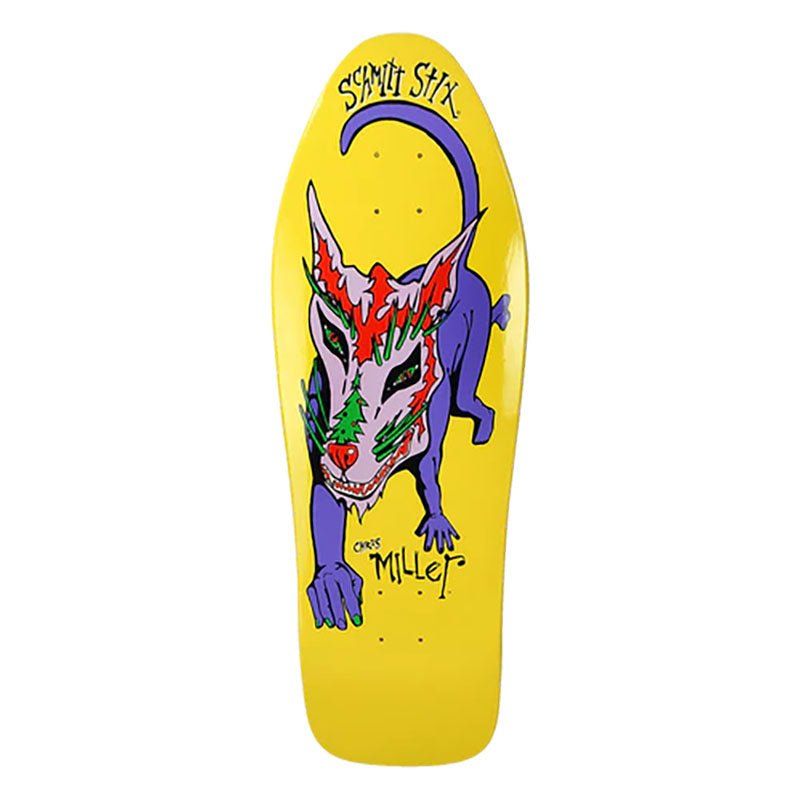 Schmitt Stix 10" x 31.875" Chris Miller Large Dog Re-Issue YELLOW DIP Skateboard Deck 5150 Skate Shop