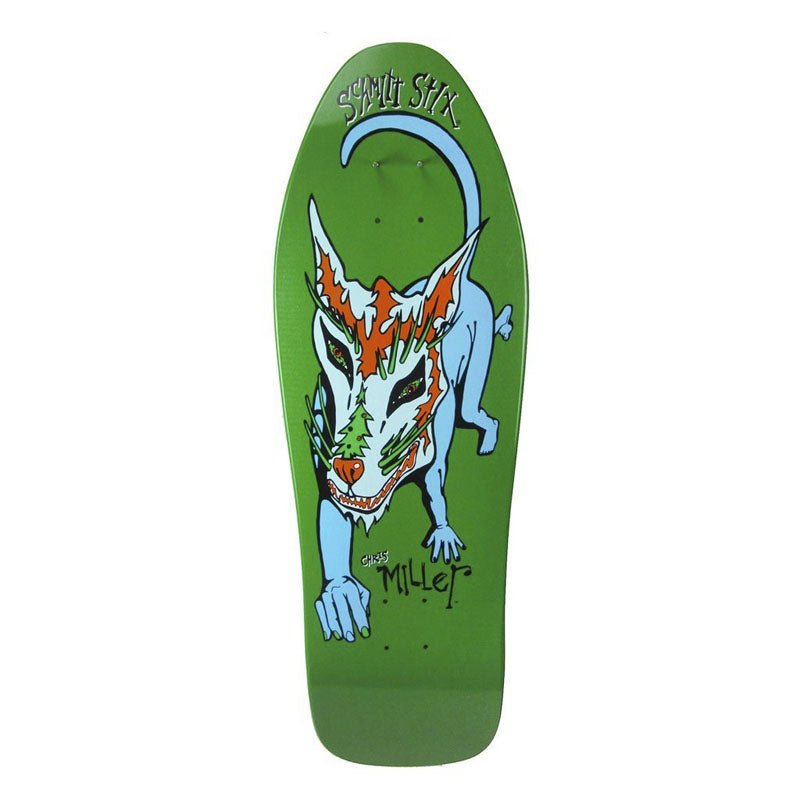 Schmitt Stix 10" x 31.875" Chris Miller Dog Large Re-issue (GREEN DIP) Skateboard Deck - 5150 Skate Shop