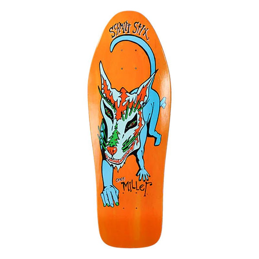 Schmitt Stix 10" x 31.875" Chris Miller Dog Large Re-issue Orange Stain Skateboard Deck-5150 Skate Shop