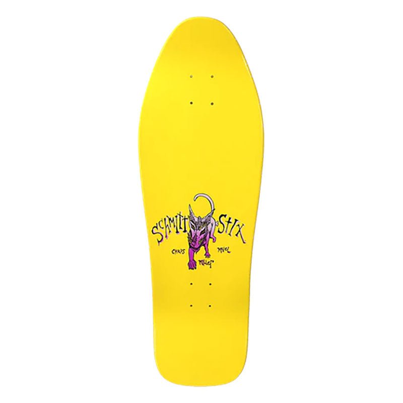 Schmitt Stix 10" x 31.875" Chris Miller Large Dog Re-Issue (YELLOW DIP) Skateboard Deck - 5150 Skate Shop