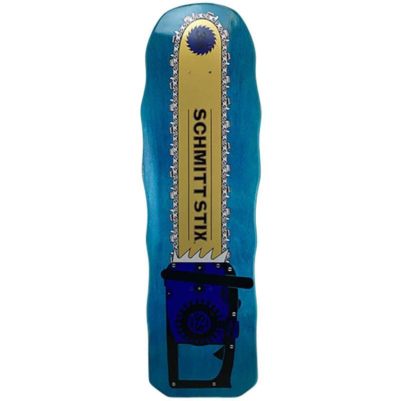 Schmitt Stix 10" x 33" Chainsaw (BLUE STAIN) Skateboard Deck 5150 Skate Shop