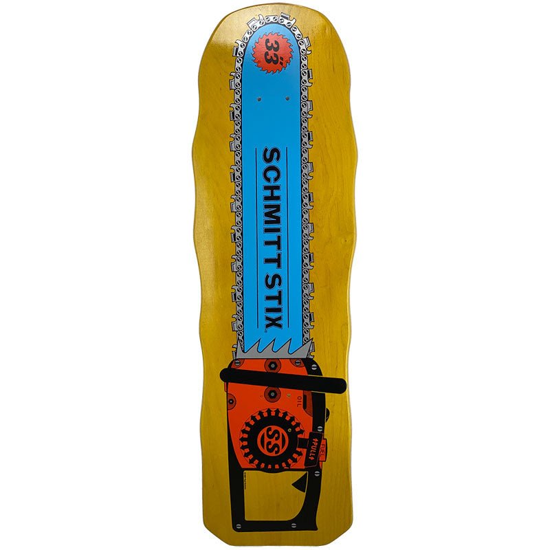 Schmitt Stix 10" x 33" Chainsaw (YELLOW STAIN) Skateboard Deck-5150 Skate Shop