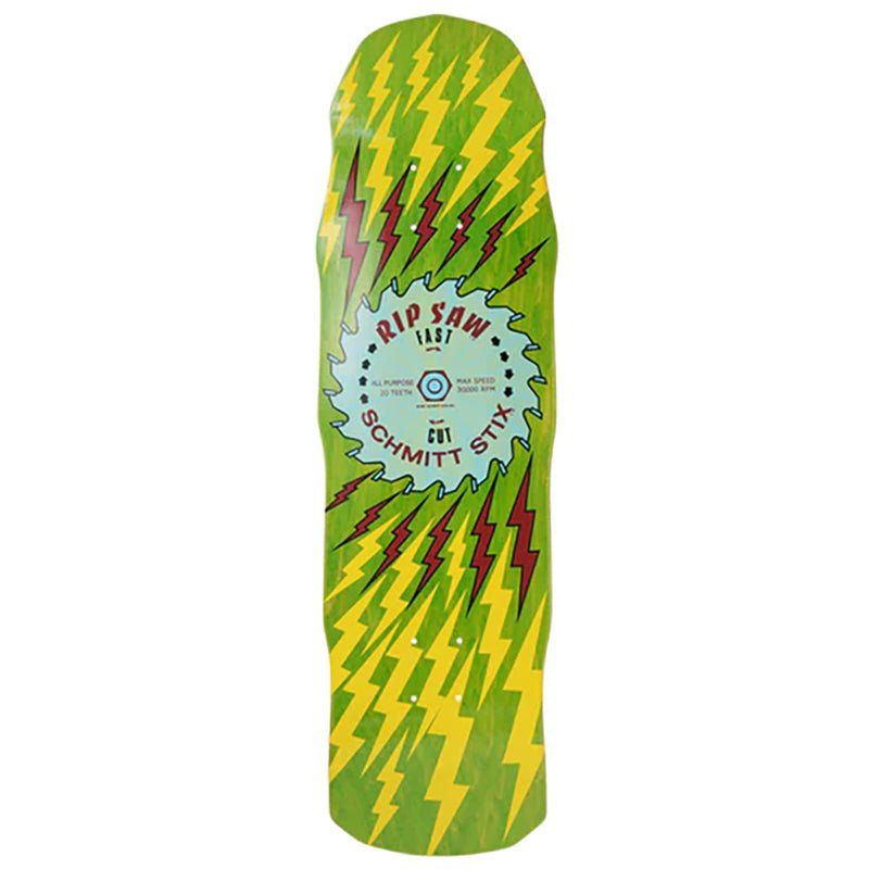 Schmitt Stix 8.75" x 31.75" RipSaw III LIME STAIN/YELLOW Skateboard Deck 5150 Skate Shop