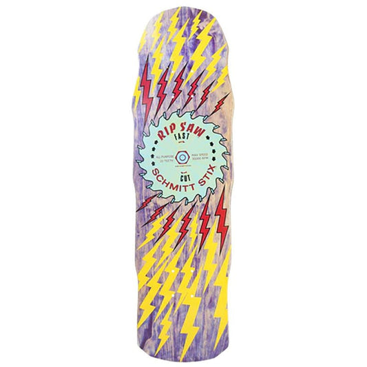 Schmitt Stix 8.75" x 31.75" RipSaw III (PURPLE STAIN/YELLOW) Skateboard Deck-5150 Skate Shop